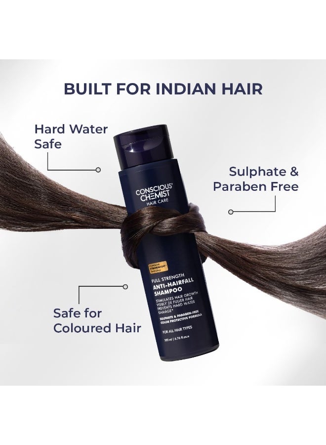 كيميائي واعي شامبو كونشيس كيميست® كامل القوة مضاد لتساقط الشعر | مستخلص البلميط المنشاري، خلاصة الخميرة، زيت إكليل الجبل والكيراتين | تحكم مضاعف في تساقط الشعر وتحفيز نموه | آمن على الشعر المتساقط في الماء العسر | بتقنية ستراندبوست™️ | خالٍ من البارابين وكبريتات لوريل الصوديوم | لجميع أنواع الشعر | للنساء والرجال | 200 مل - Image 2